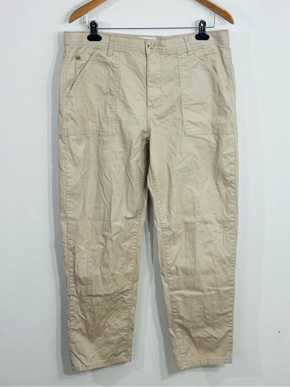 Curve Appeal Beige High Rise Casual Comfy Fit Straight Leg Pants Size 14